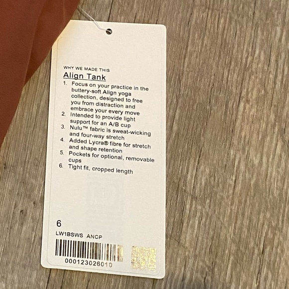 SOLD - NWT Lululemon Align Tank Ancient Copper - Picture 5 of 9